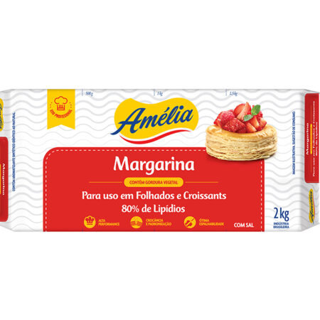 MARGARINA FOLHADA 80% 2KG BLOCO
