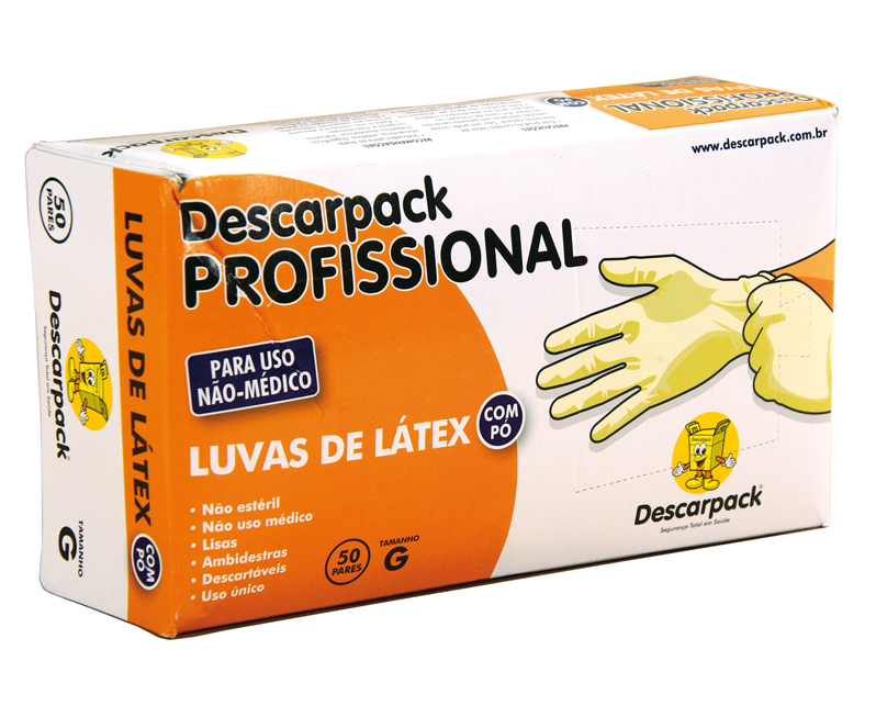 LUVA DESCARTAVEL LATEX C/100 "G" C/TALCO