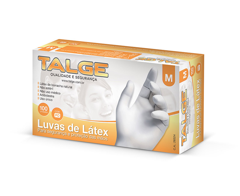 LUVA DESCARTAVEL LATEX C/100 "M" C/TALCO