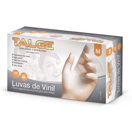 LUVA DESCARTAVEL VINIL C/100 "M" C/TALCO