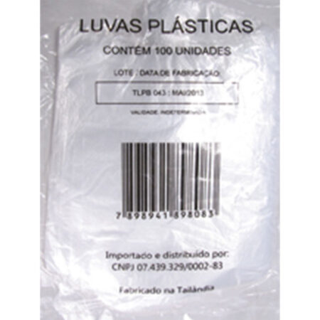 LUVA DESCARTAVEL PLASTICA C/100