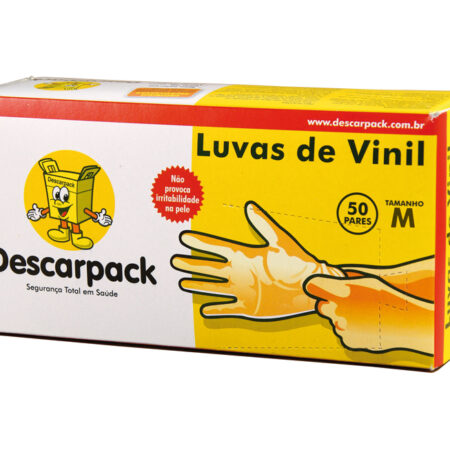 LUVA DESCARTAVEL VINIL C/100 "M" C/TALCO