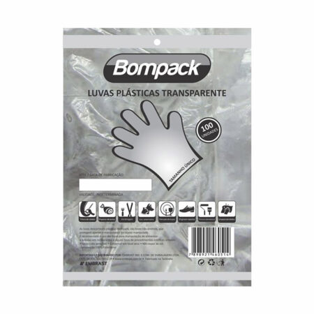 LUVA DESCARTAVEL PLASTICA C/100