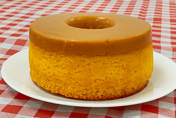 Bolo Milho com Pudim Doce de Leite